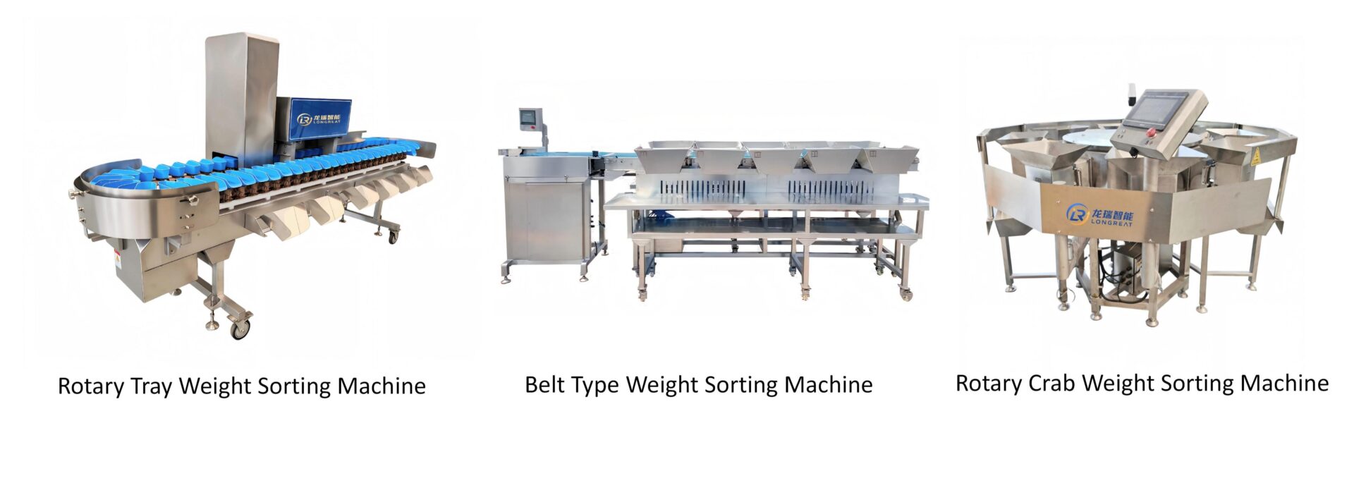 Automatic weight sorting machine with different sorting technologies for accurate product grading and classification in food processing industries