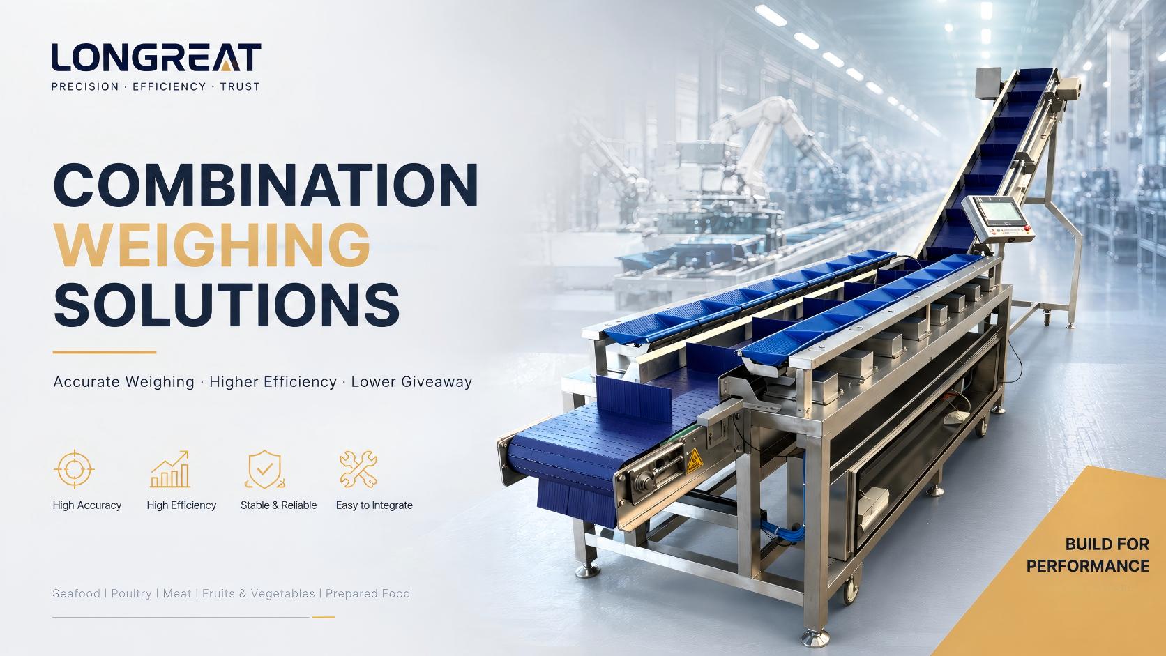 Automatic combination weigher and multihead weigher for high-speed and accurate food weighing solutions in seafood, poultry, frozen food and food processing industries.