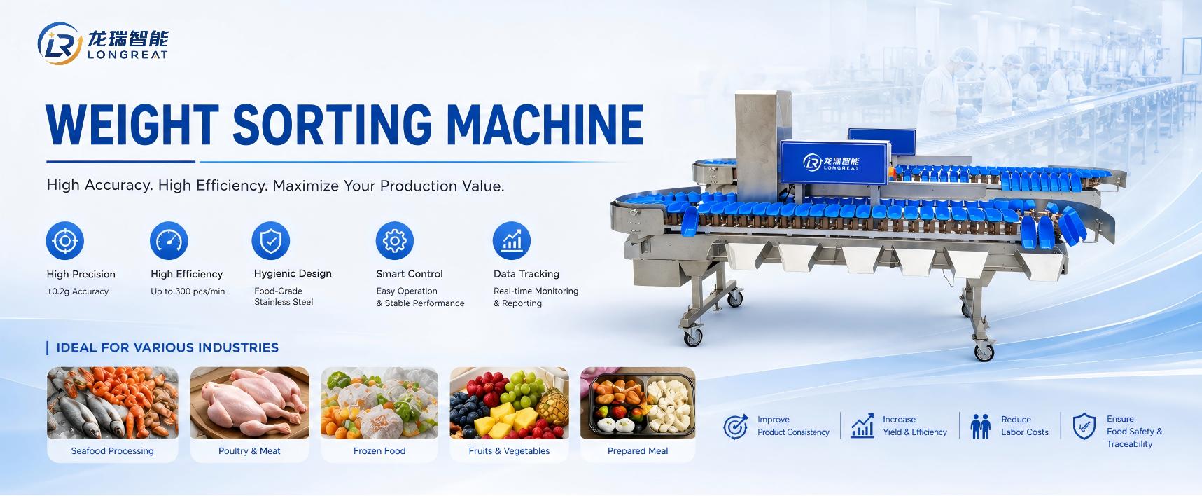 Weight sorting solution for food processing