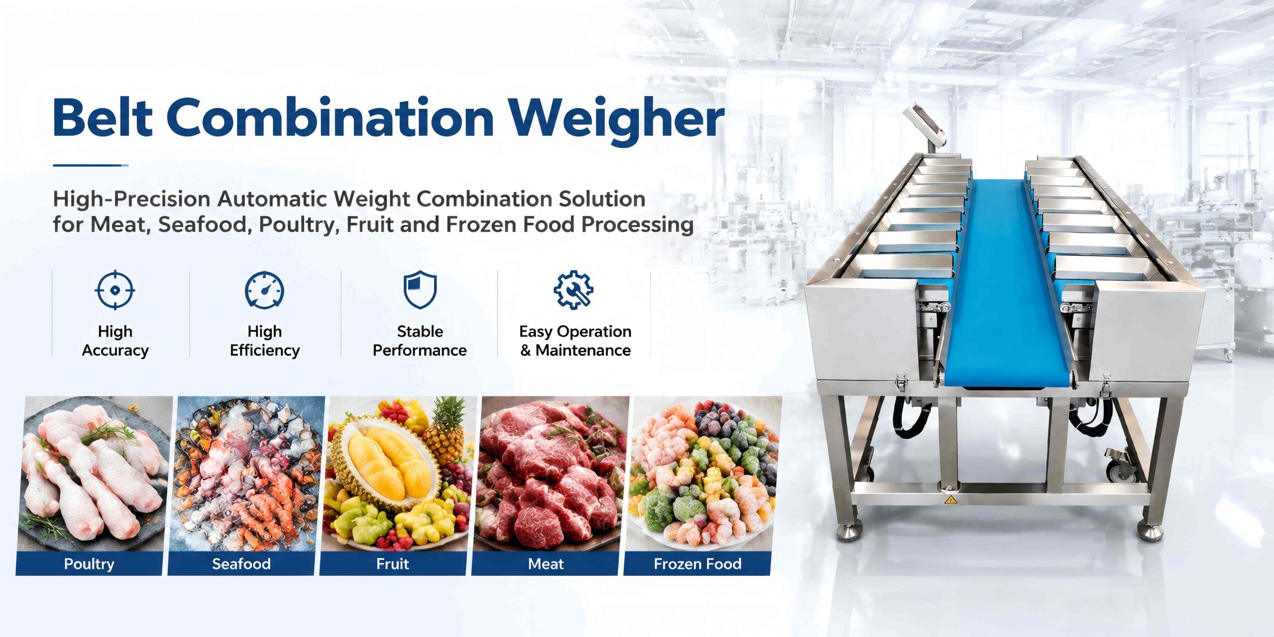 Belt Combination Weigher for Automatic Food Processing and Precise Weight Portioning