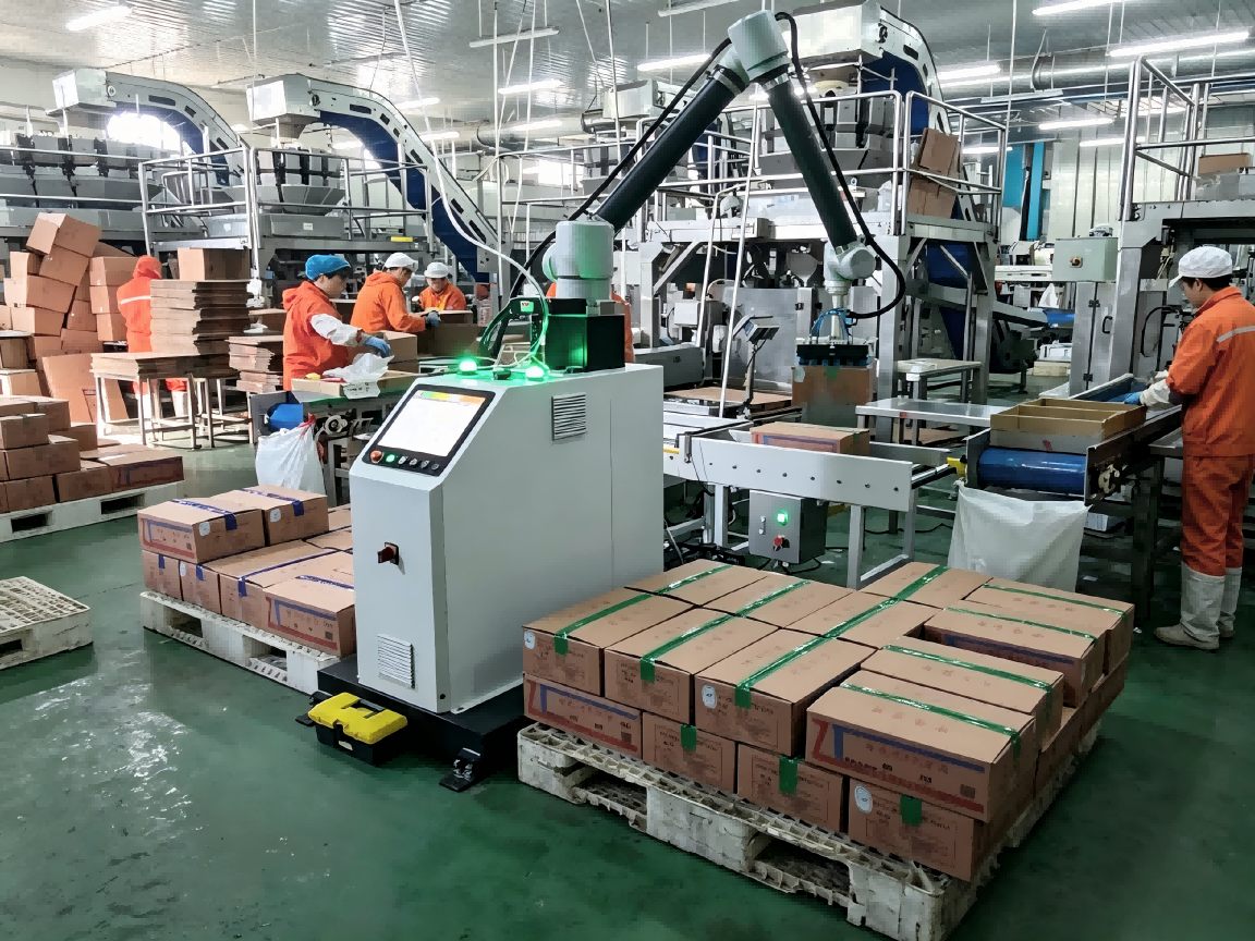Korea food processing project with Longreat robotic palletizing system