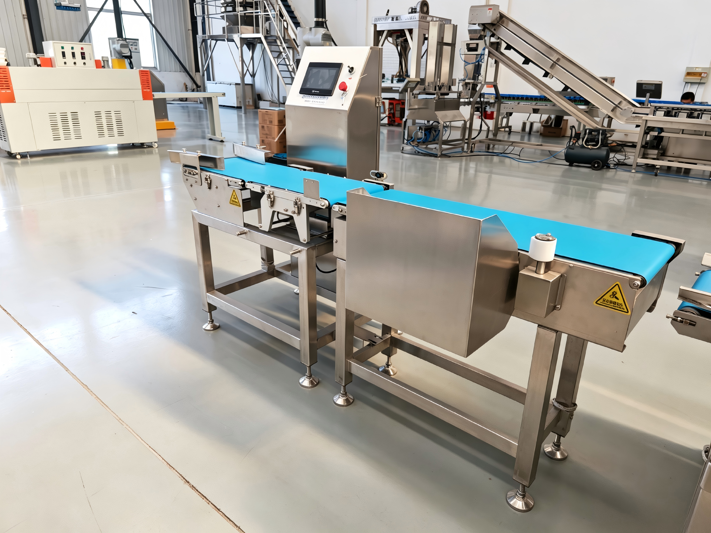 Middle East meat processing automation line with multihead weigher checkweigher and metal detector