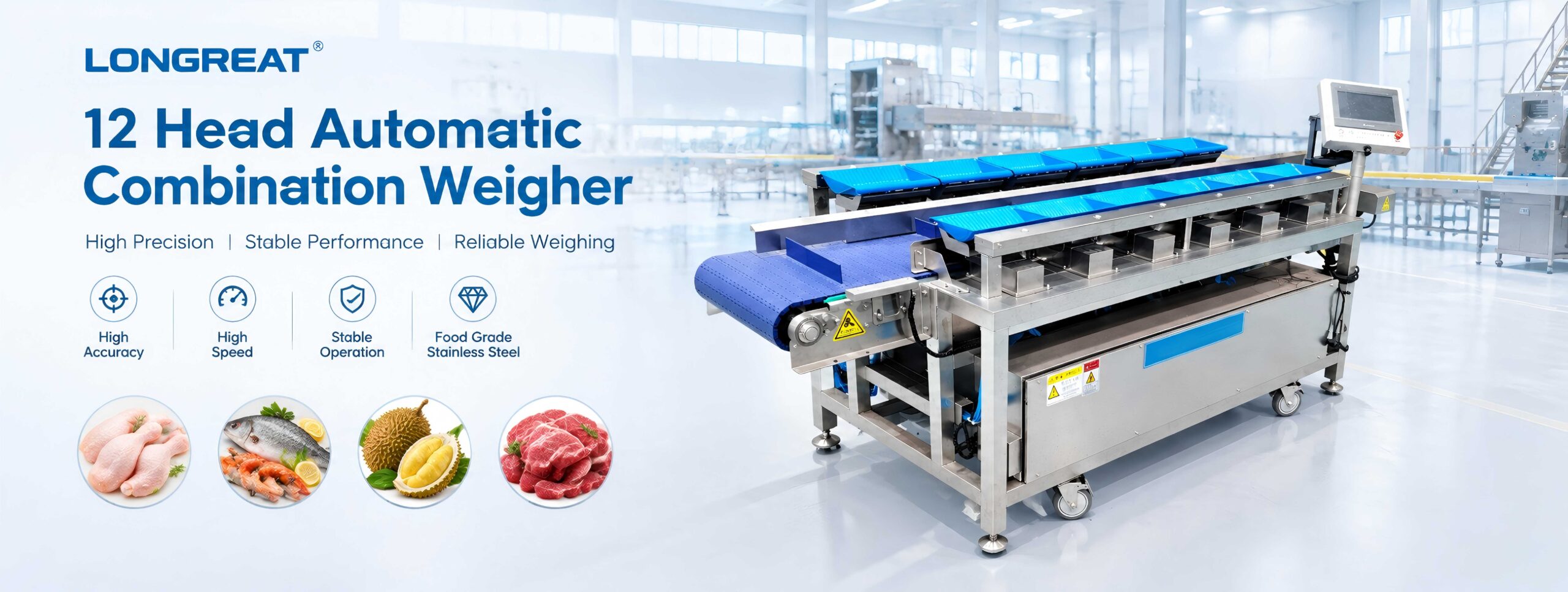 12 Head Automatic Combination Weigher for meat, poultry and seafood weighing